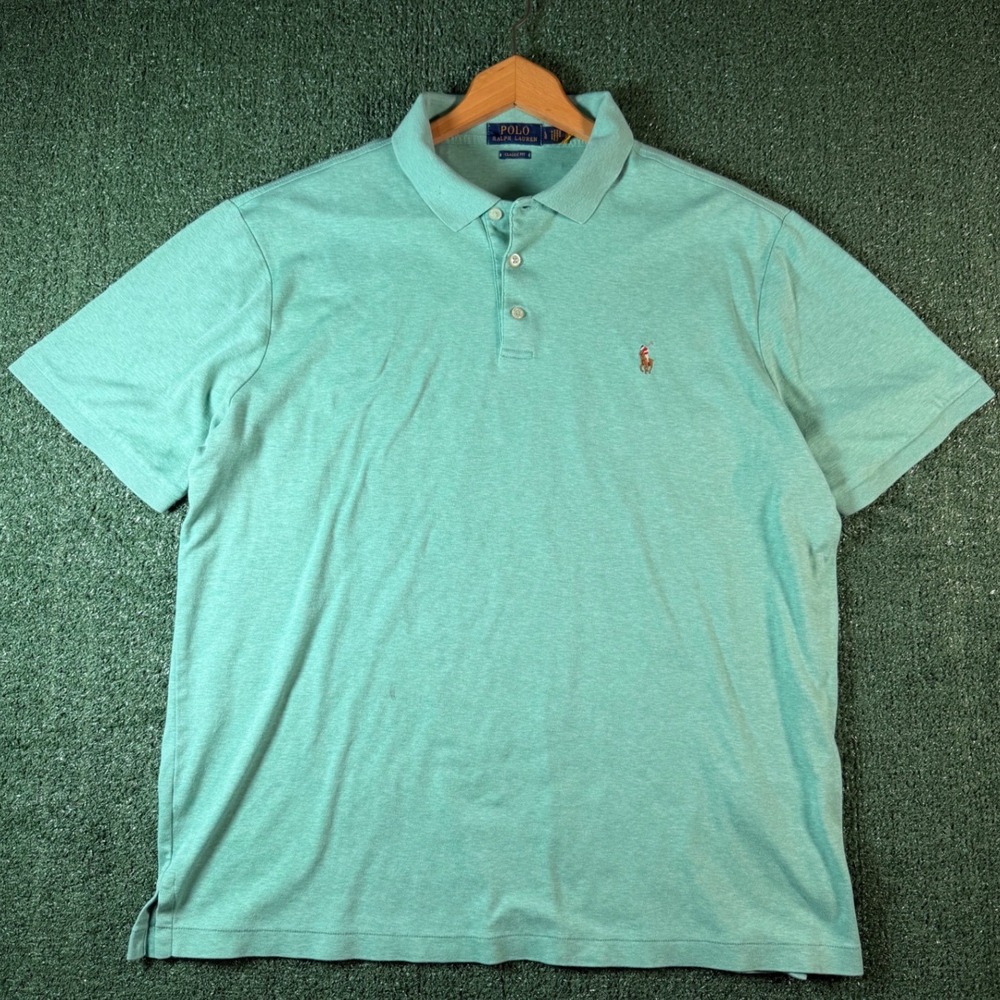Polo Ralph Lauren Polo Shirt Mens L Green Good Classic Fit Cotton Short Sleeve